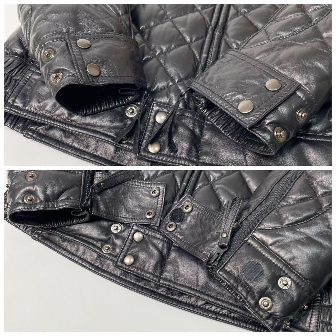羊革】UNION JAP レザー ダウンジャケット 黒M ライダースジャケット