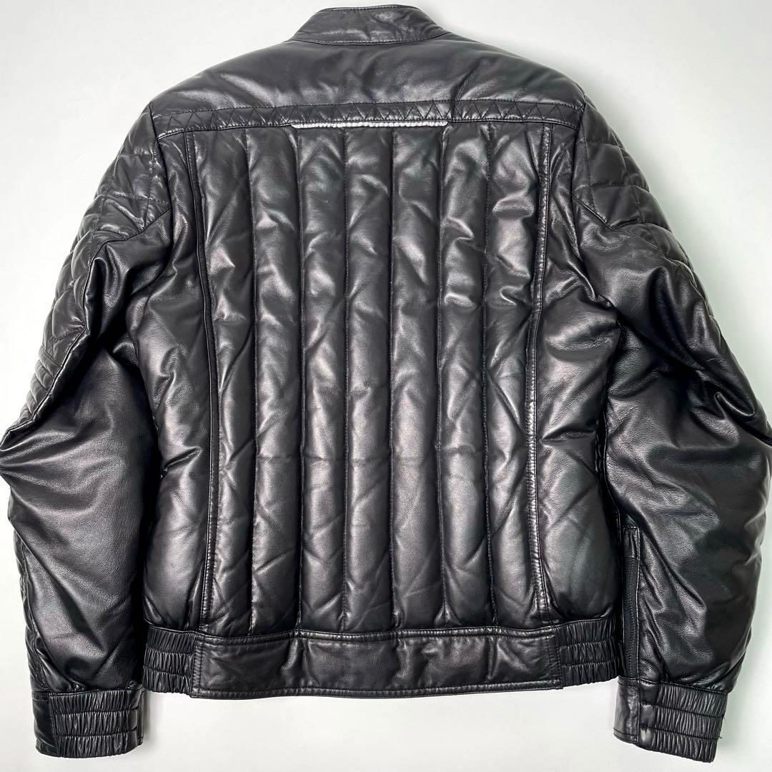 羊革】UNION JAP レザー ダウンジャケット 黒M ライダースジャケット