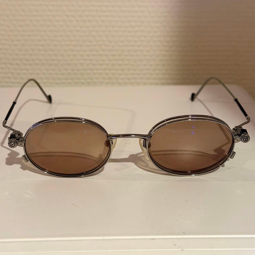 【大放出SALE】VINTAGEサングラス rin TTAGGG onffo Black Oversized Grandpa Acetate Tinted Sunglasses with Orange