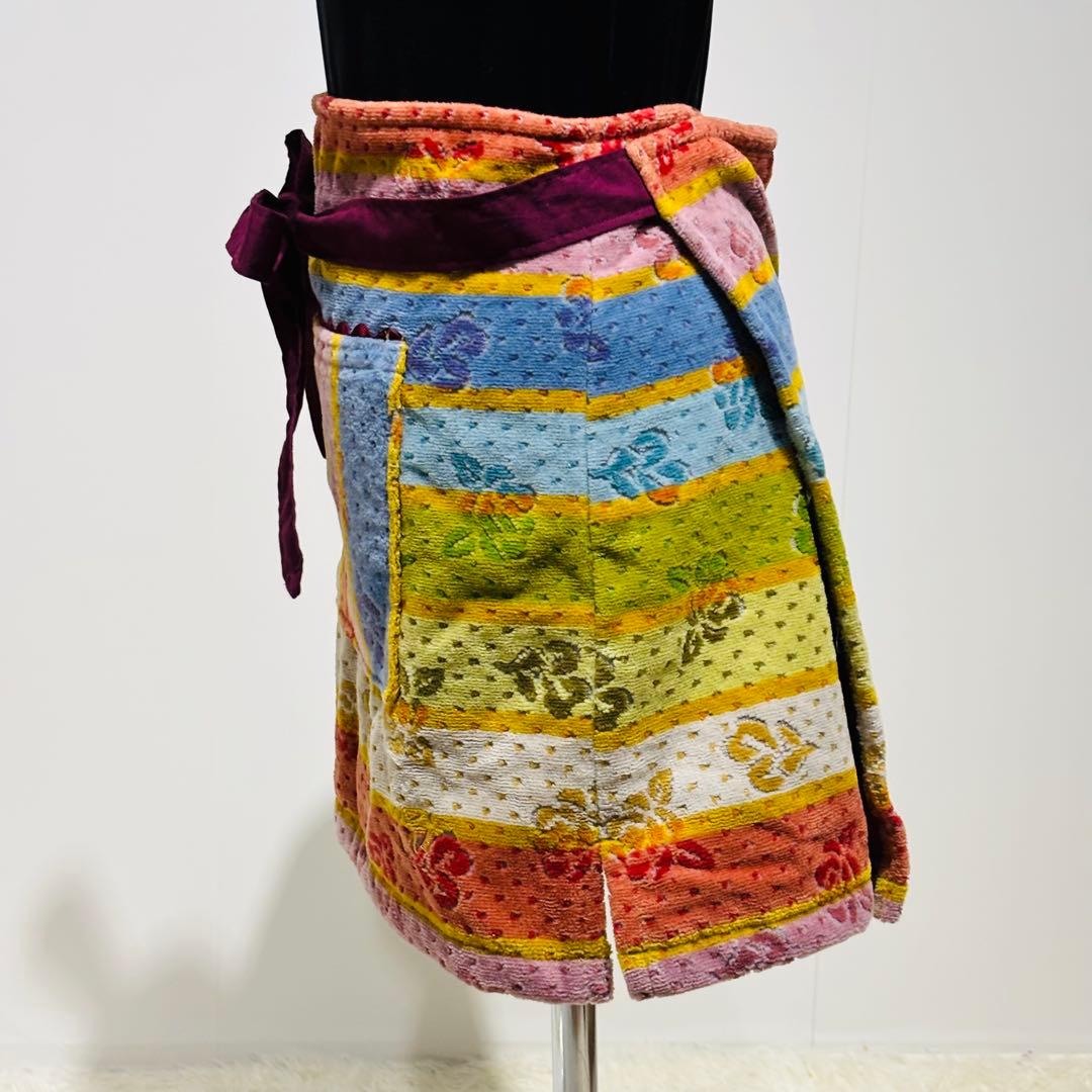美品】タオルサロン カラカラ商事 バラ刺繍 花柄 エプロン タオル