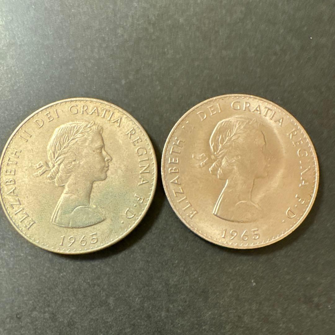 1965年 イギリス 銀貨 エリザベス2世 ウィンストン・チャーチル記念