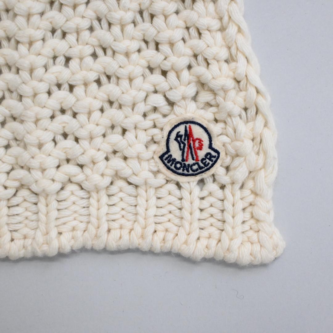 □ 48658☆冬 MONCLER モンクレール ニットマフラー アイボリー