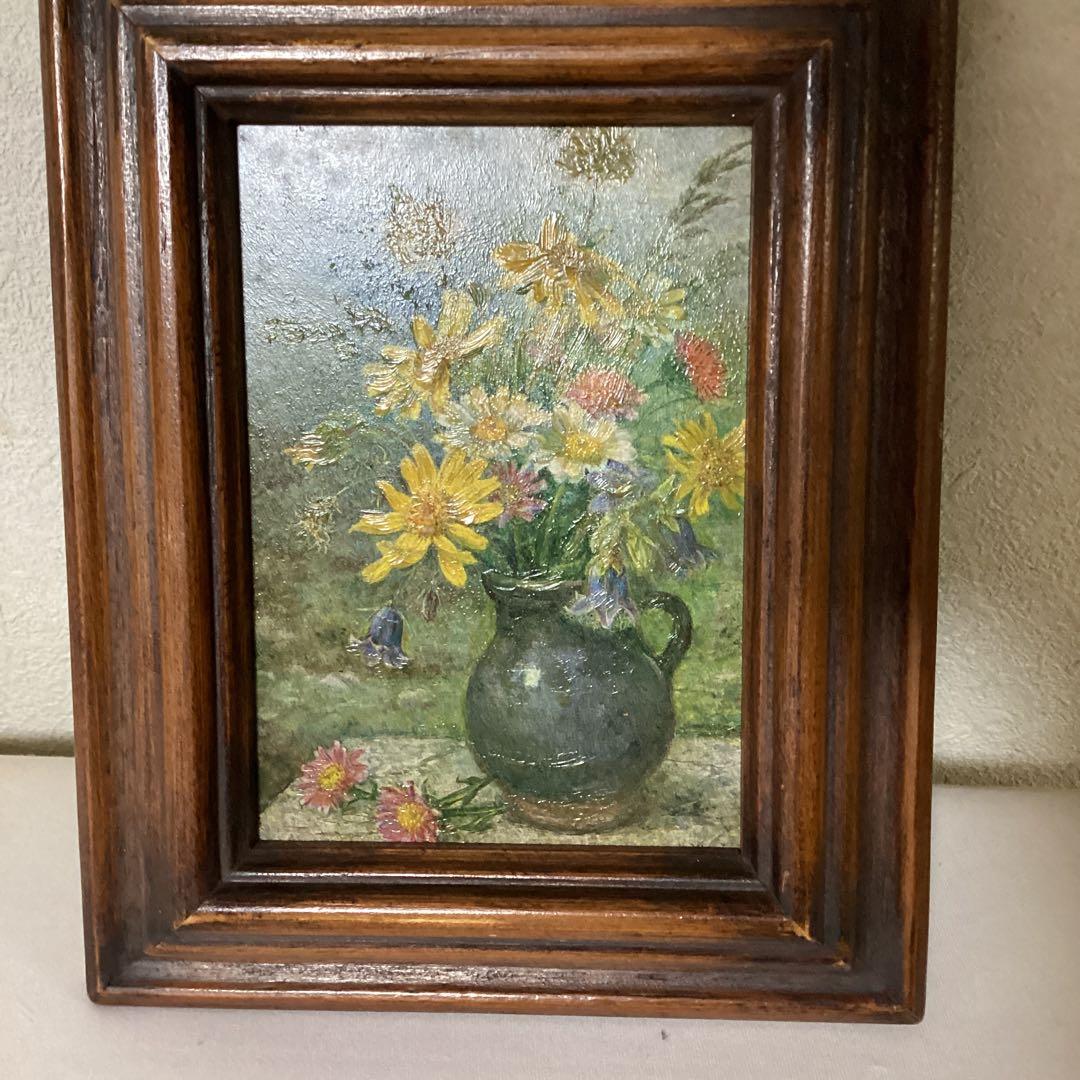 油彩画　花瓶の花　【静物】　額装　肉筆画　メイドイン　オーストリア　即決品 imgrc0079608834.jpg