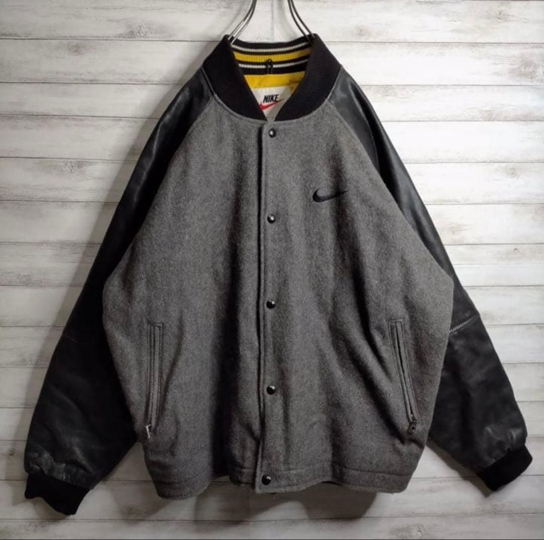 激レア NIKE スタジャン 激レア ビッグサイズ 90s NIKE ナイキ JETS スタジャン 2XL レザー