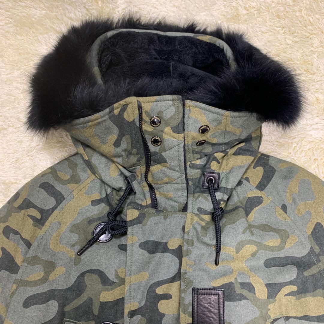 未使用】1piu1uguale3 モッズコート M カシミヤ 狐 迷彩 レザー - メルカリ