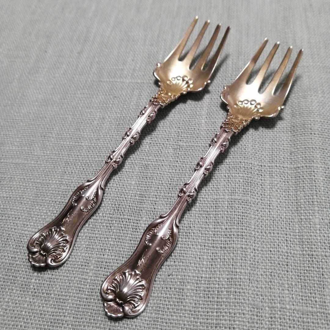 純銀　アンティーク　フォーク2本 楽天市場】アンティーク フォーク シルバー800 葡萄柄 ドイツ製