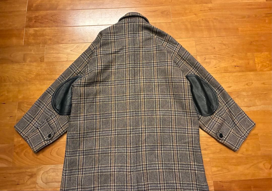 希少 I.S. イッセイミヤケ チェック柄 ウールコート エルボーパッチ M