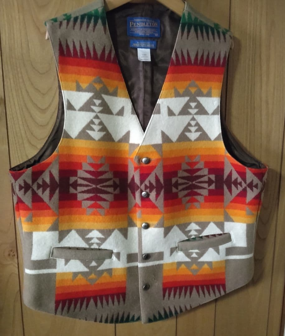 ✨【USA製 L】ペンドルトン ネイティブ柄 ウールベスト ウエスタン 90s PENDLETON ウールベスト ネイティブ柄 USA製 ペンドルトン (S2179)