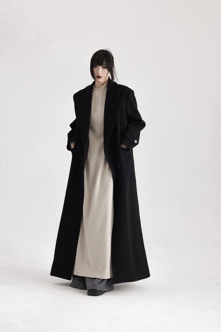 APOZI Collection ダブルスーパーロングコート ブラック - メルカリ