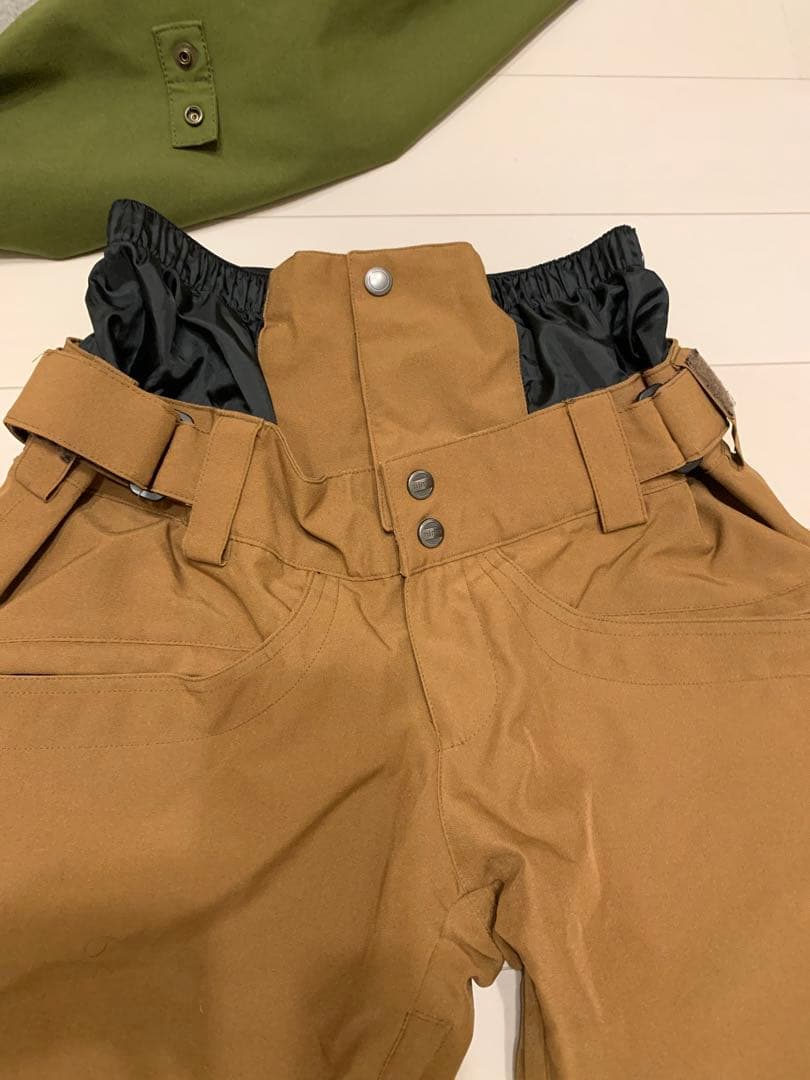 スノーボードウェア グレー/オリーブ ストライプ S size 男女