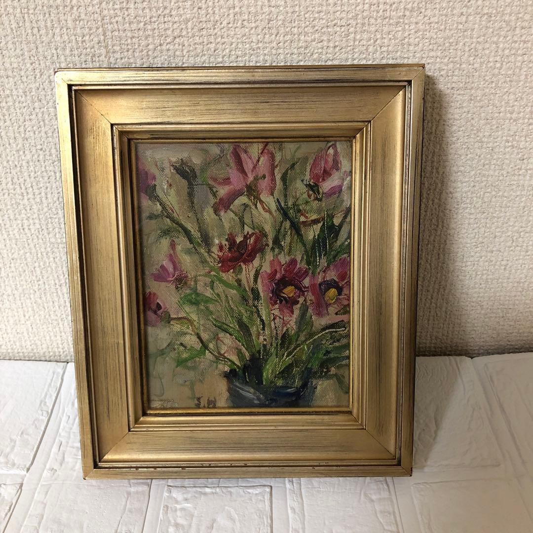 油絵（小花）額装 小さな絵