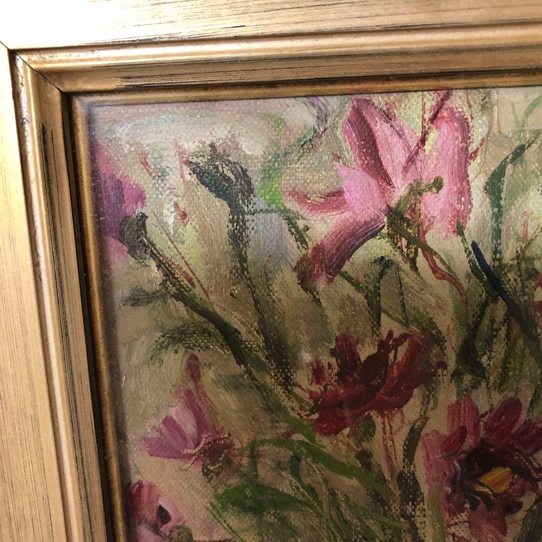 油絵（小花）額装 小さな絵