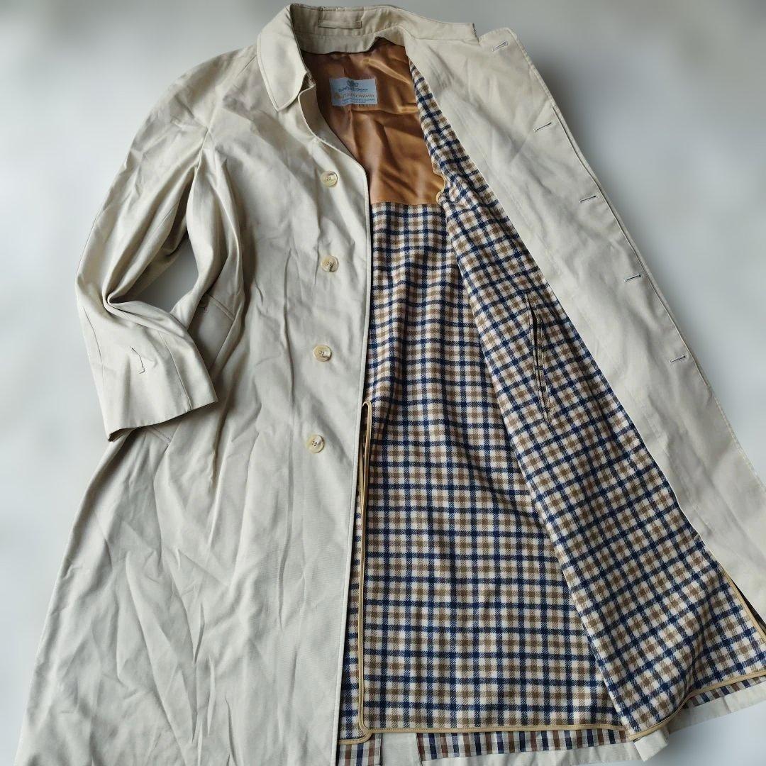 美品✨アクアスキュータム 2wayバルマカーンコート ライナー付き チェック L アクアスキュータム×ビショップのバルマカーンコート】結局コートは