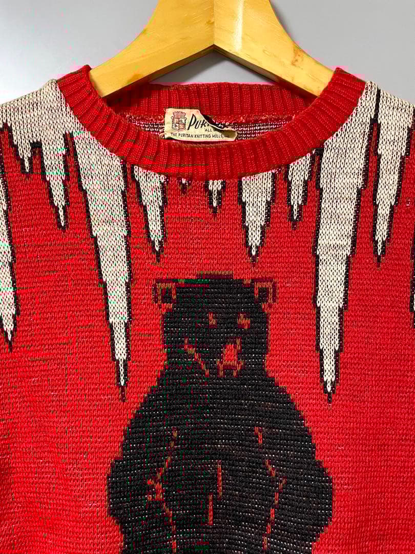 入手困難 激レア 40s 50s ビンテージ ジャガード ニット セーター 熊柄