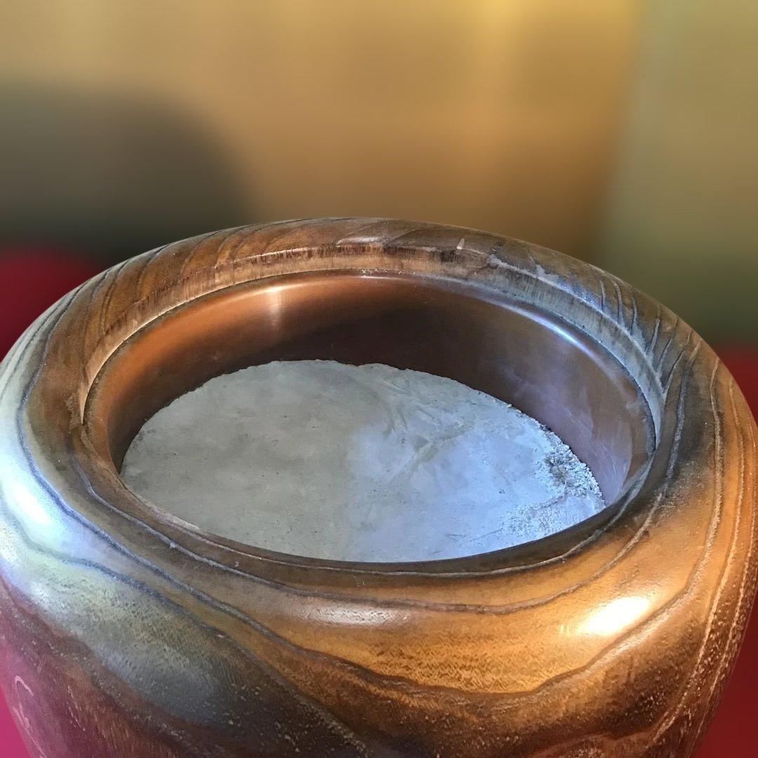 桐金蒔絵貝貼り 菊花図柄 銅落造 高級火鉢 Z1