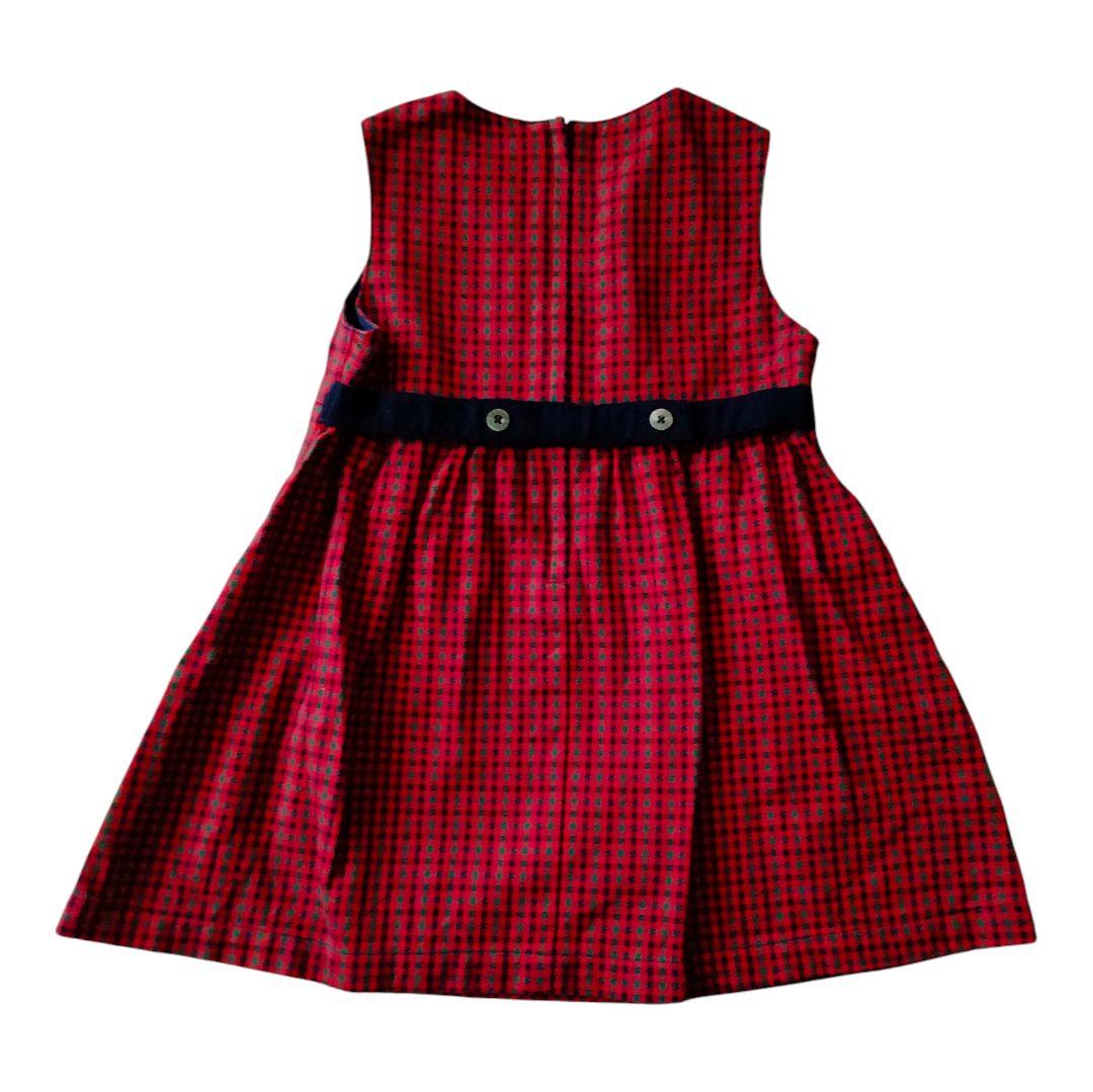 ファミリア 赤チェックワンピース 100 - メルカリ