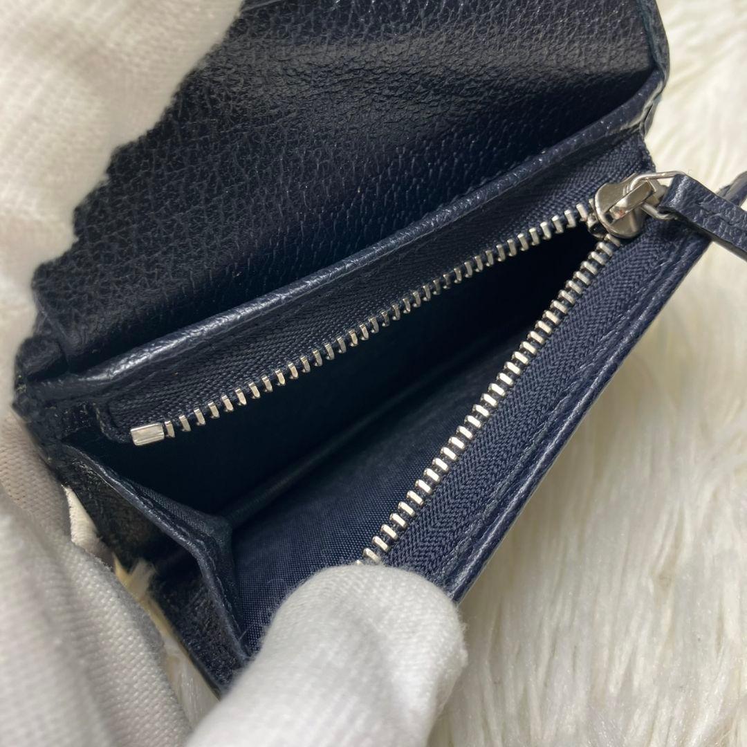 極美品 グッチ オフィディア 折財布 GGマーモント スプリーム ネイビー