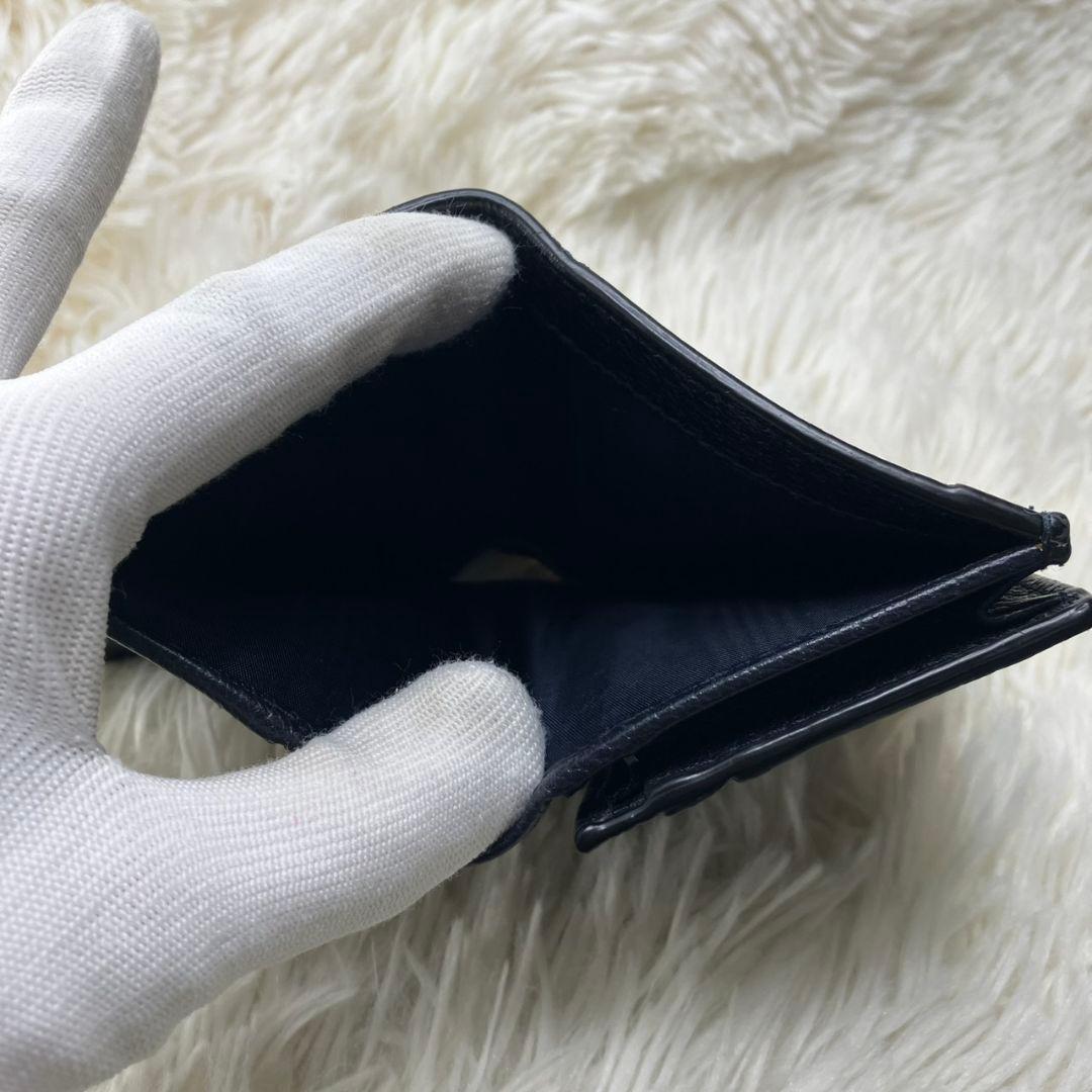 極美品 グッチ オフィディア 折財布 GGマーモント スプリーム ネイビー