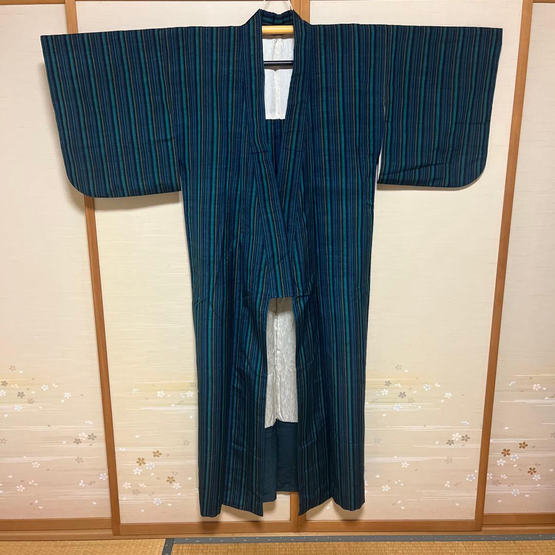 青系ストライプ着物？ - メルカリ