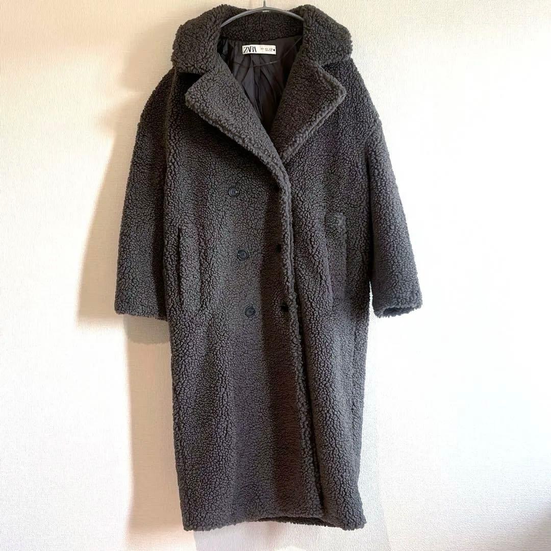 美品ZARA ザラ エクストラロング フェイクボアコート テディベアコート