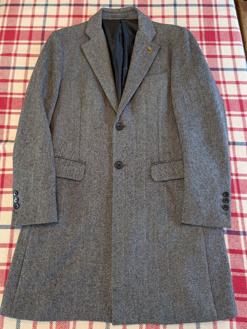 EDIFICE エディフィス　ヘリンボーン　　チェスターフィールドコート　グレー EDIFICE（エディフィス） チェスターコート 48 グレー メンズ