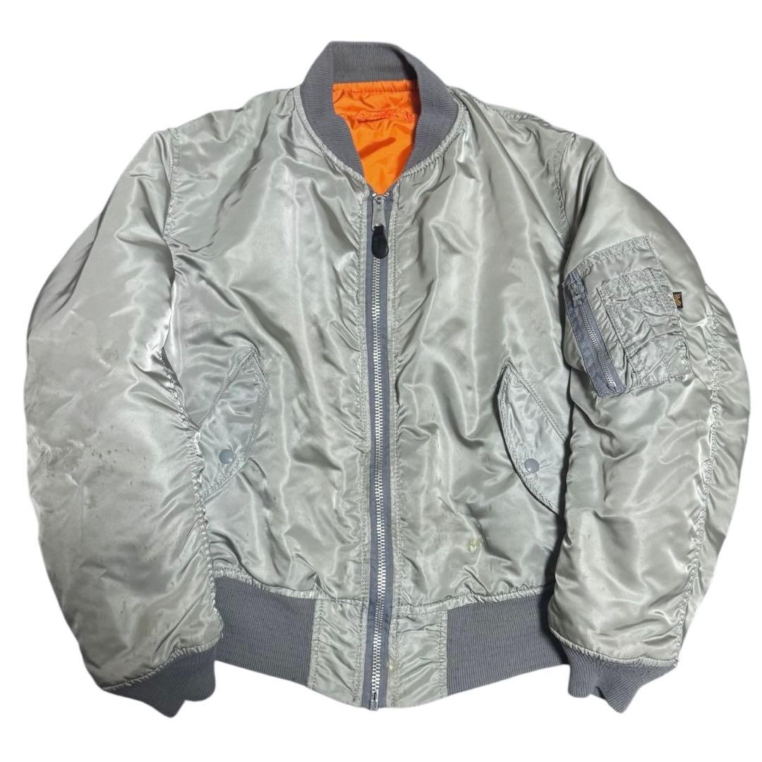 稀少色シルバー ALPHA 90s USA製 MA-1 フライトジャケット L - メルカリ