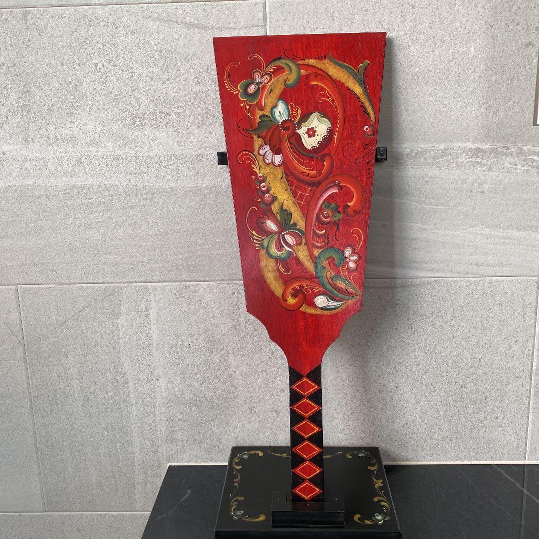 トールペイント(ローズマリング) 羽子板 2月大阪個展出展作品のノルウェーのトールペイント「ローズマリング