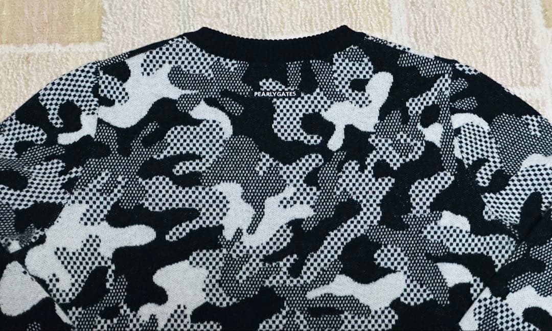 極美品】PEARLY GATES 迷彩柄ジャガードニット サイズ1 秋冬ゴルフ