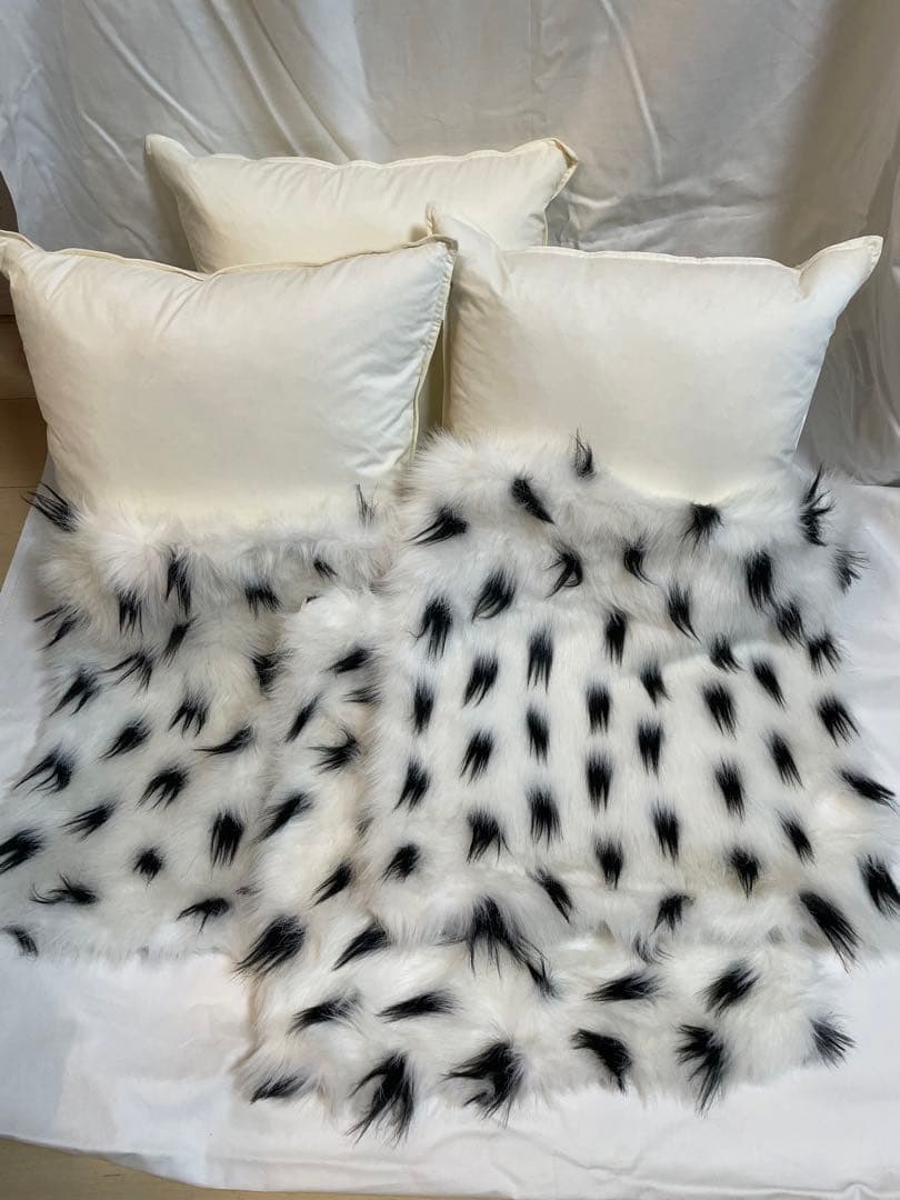 Francfranc クッションカバー　　　　　　フェザークッション　3個セット ソリッドギャザー クッションカバー 450×450 グレー（B-067