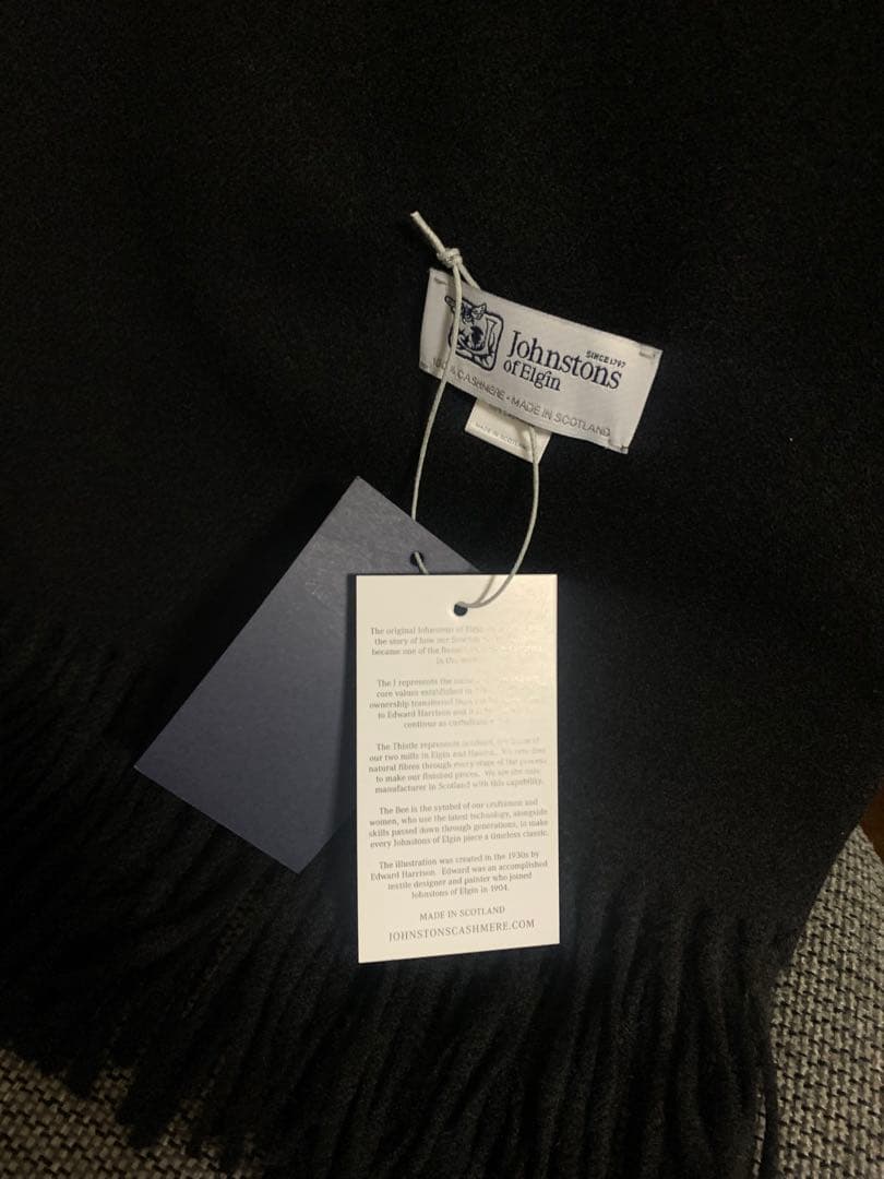 M*I様 ジョンストンズ スカーフブラック 大判ブラック カシミ