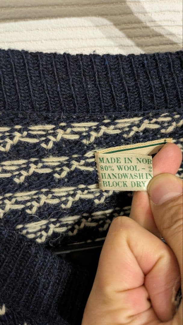 L.L.Bean バーズアイニット　カーディガン　Lサイズ　ノルウェー製