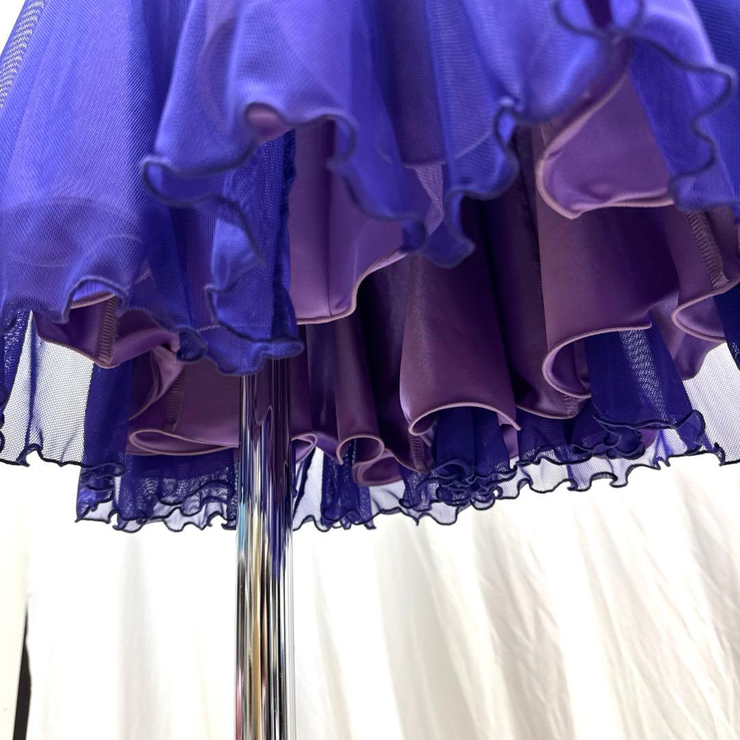 6239☆M 紫 スワロフスキー スタンダードドレス 社交ダンス