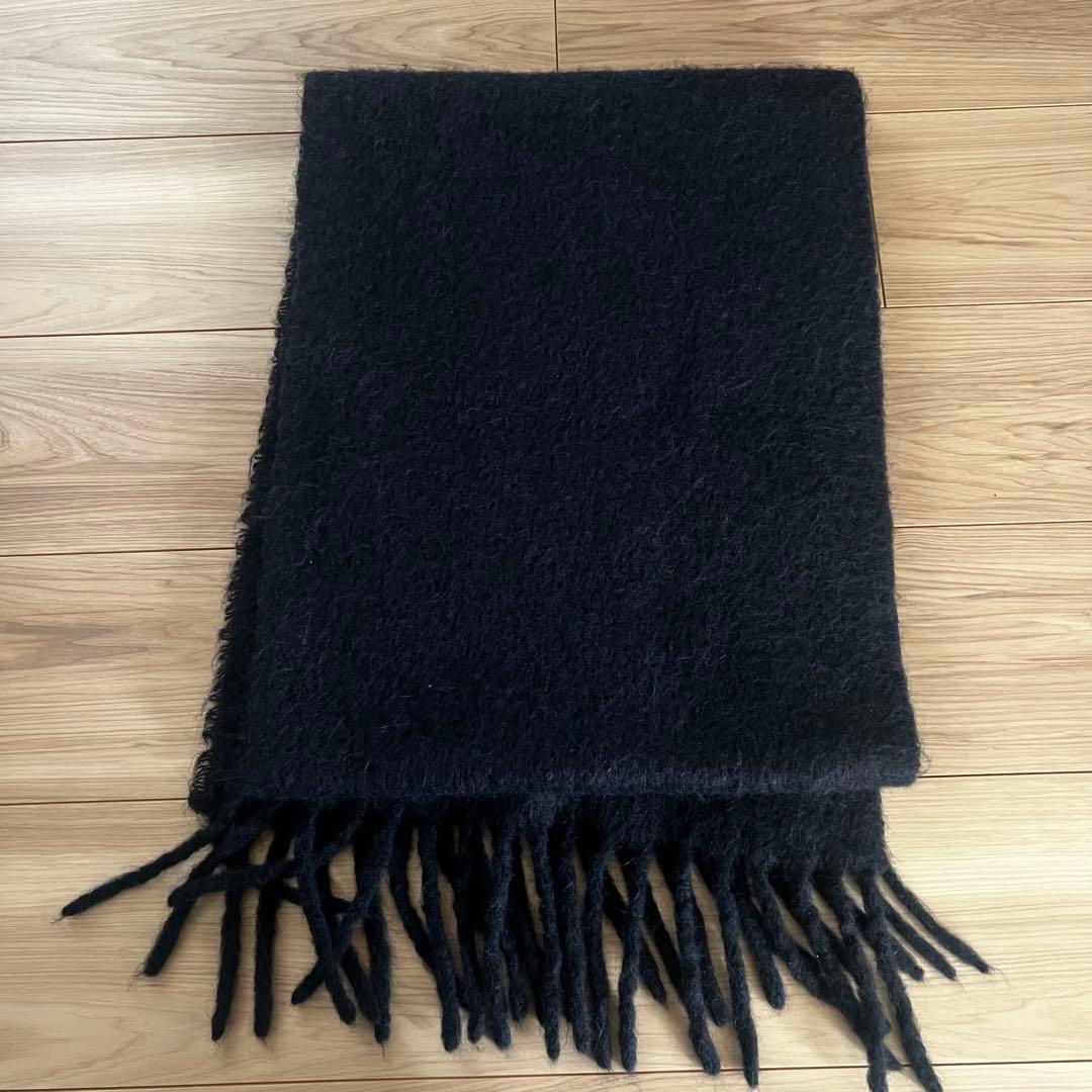 美品 MARNI マルニ ラベルロゴ アルパカ マフラー ネイビー ブルー