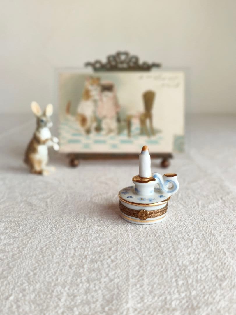 vintage case ❀ 陶器製 キャンドル型の ジュエリーケース