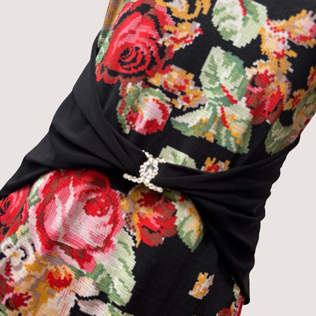 美品】イチオク 社交ダンス ドレス ワンピース 花柄 ローズ ティアード