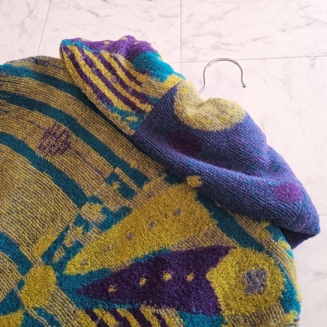 慈雨 センソユニコ カラフル 総柄 変形 ウール コート マルチカラー