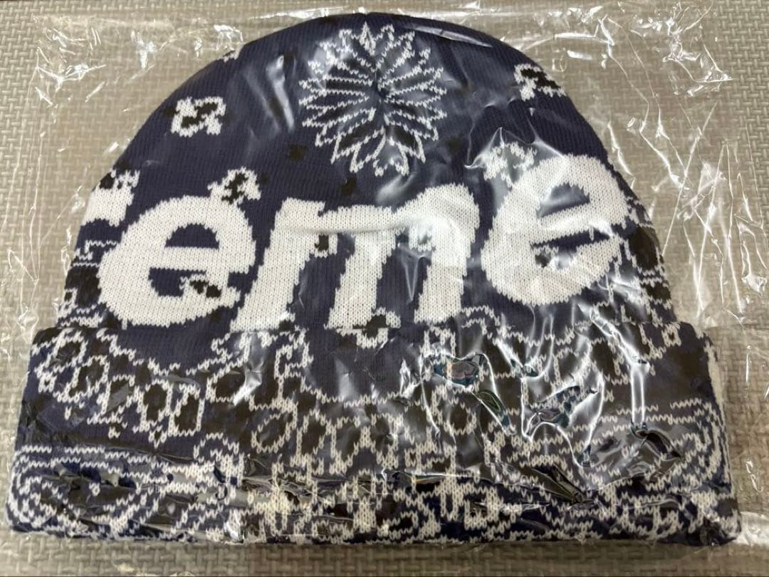 帽子 Supreme Bandana Big Logo Beanie \"Blue\"