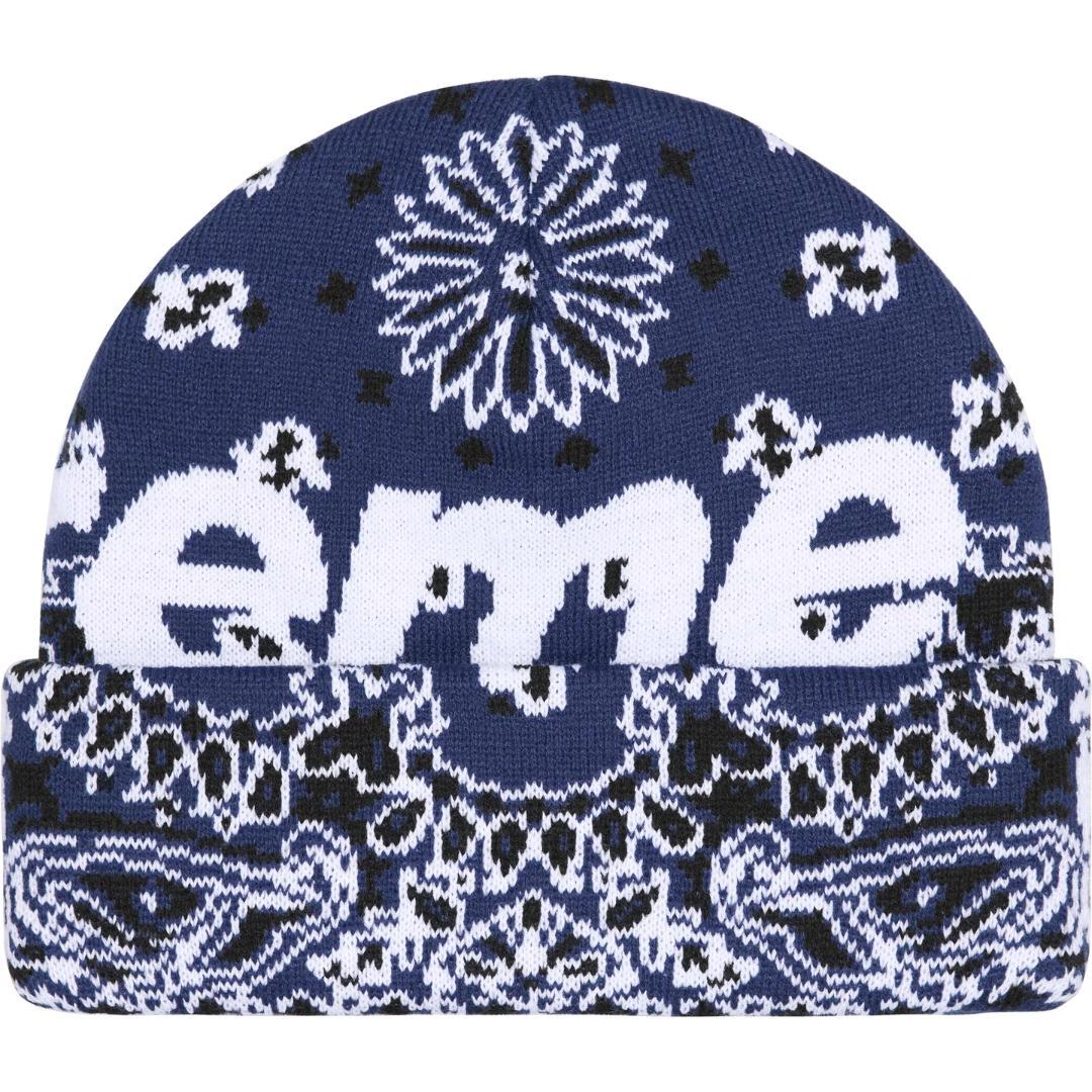 帽子 Supreme Bandana Big Logo Beanie \"Blue\"