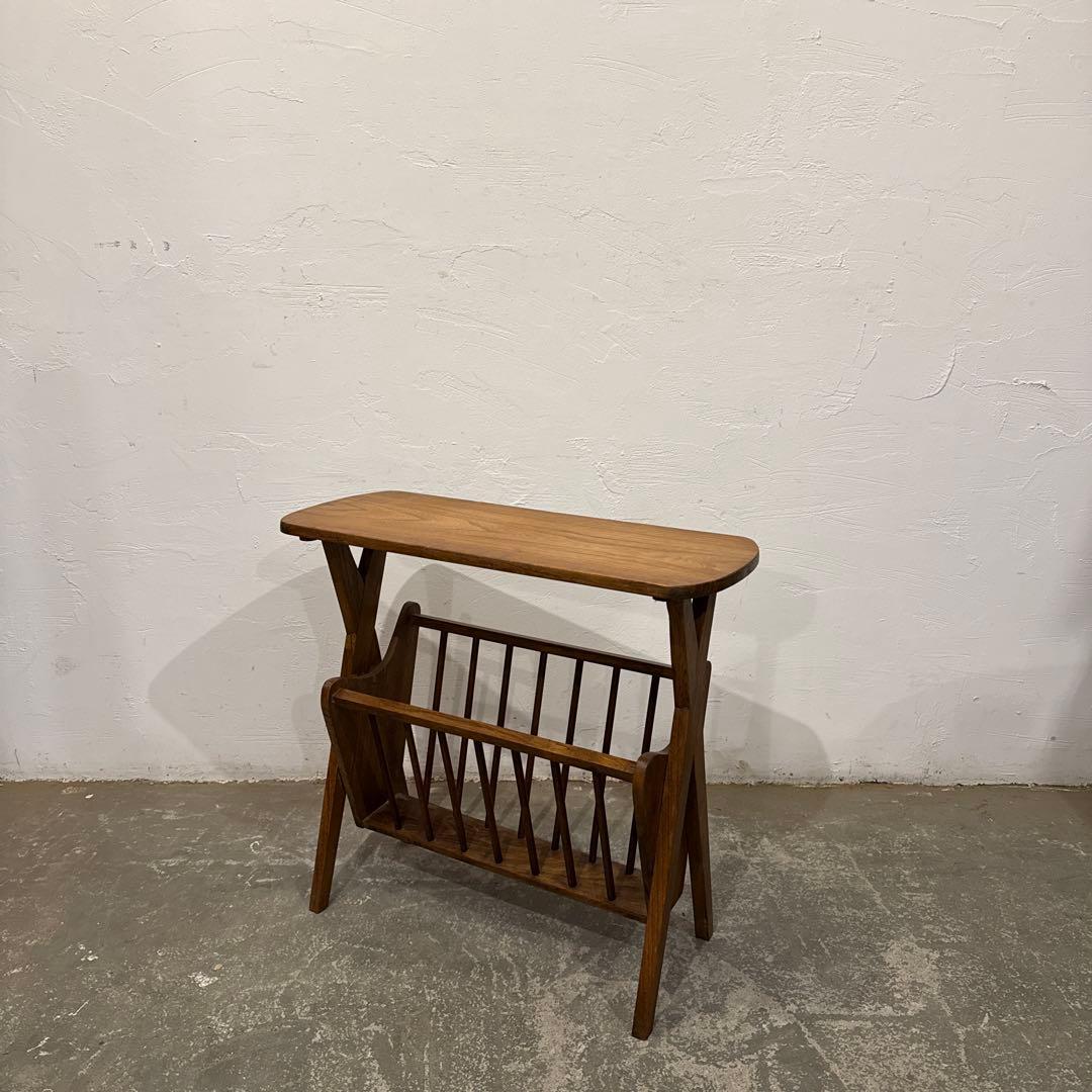 みずほヴィンテージ　木製サイドテーブル　マガジンラック付き 楽天市場】[レビュー特典]サイドテーブル マガジンラック おしゃれ 幅