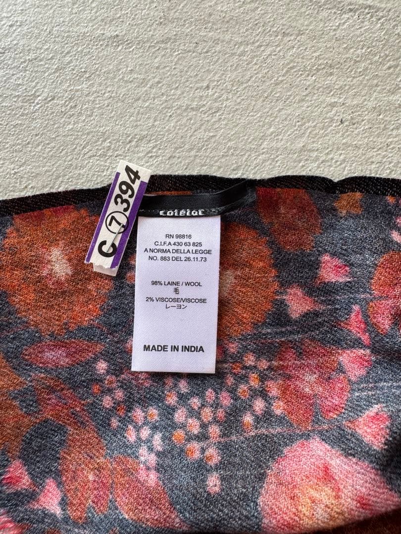 《Cotélac》コテラック 花柄ストール ネイビー系 (mt100)