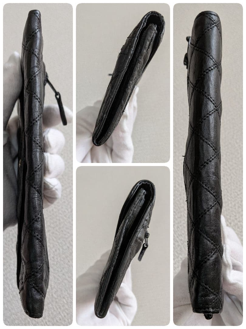 シャネル ビコローレ 長財布 ラムスキン 黒 スマホケース 札入れ