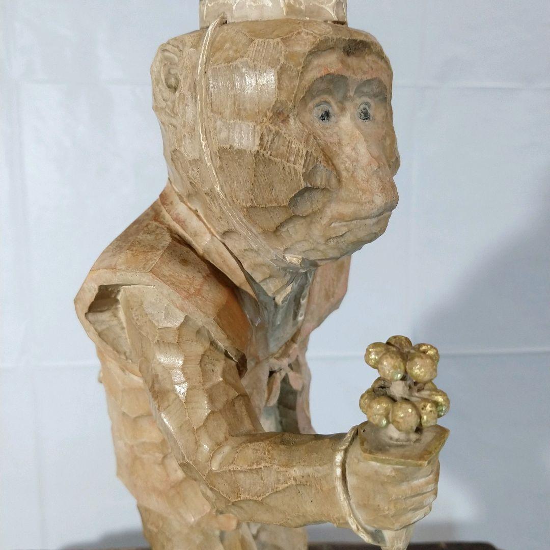 松浦良 作 三番叟 /木彫 共箱 能楽 猿