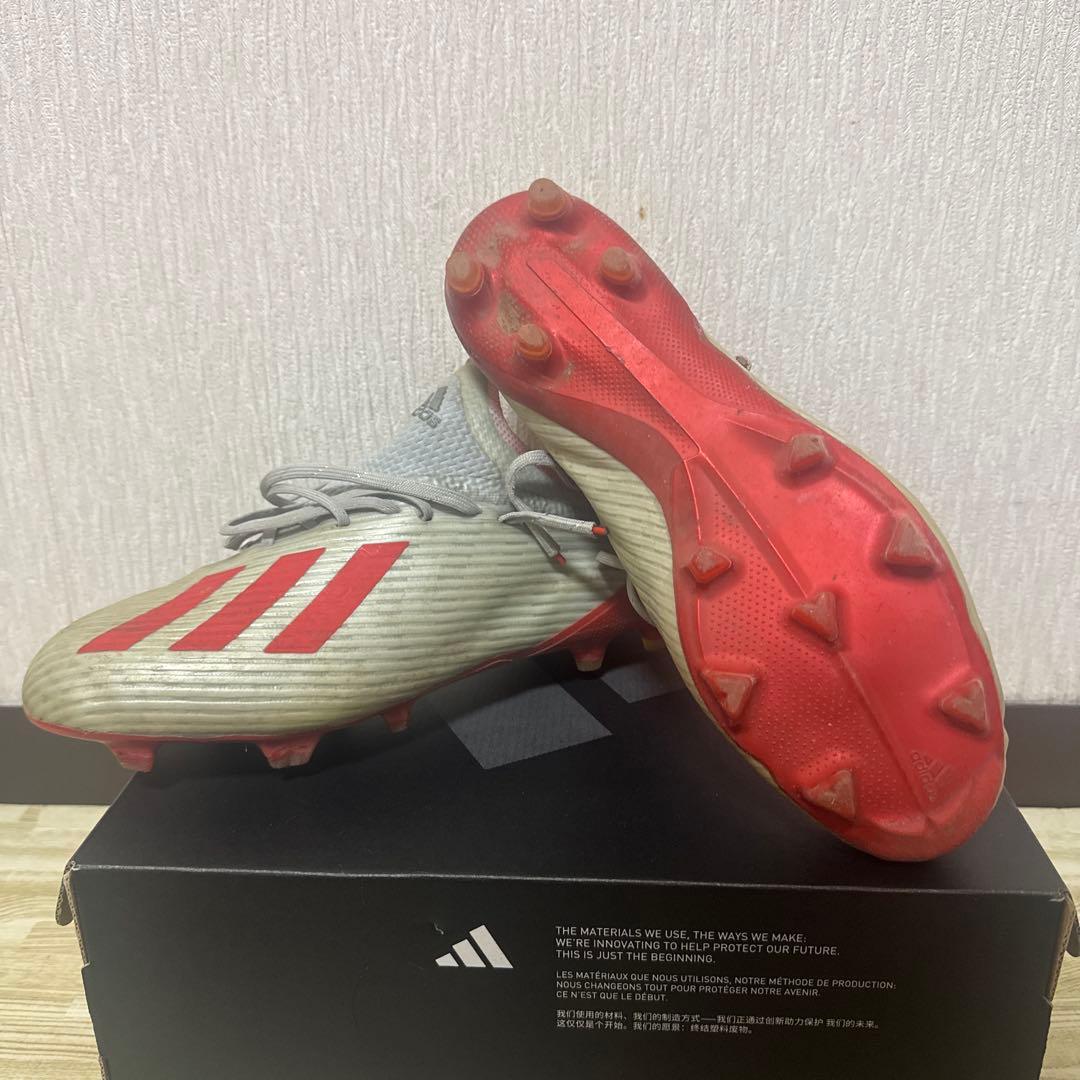 アディダス エックスX 19.1 FG 26.5cm シルバー レッド