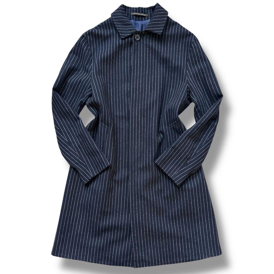 カシミヤ混 XL 42マッキントッシュ チェスターコート ストライプ