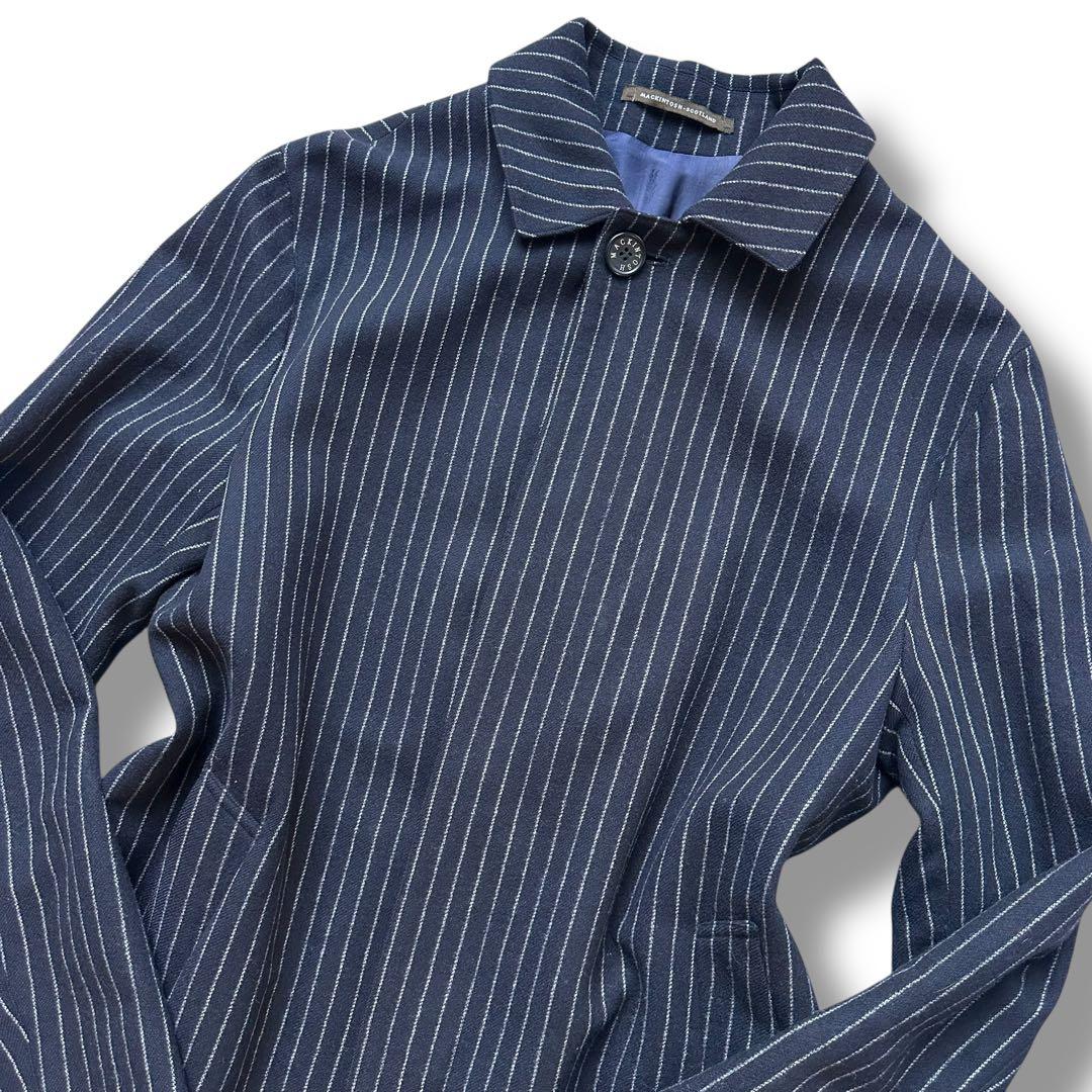 カシミヤ混 XL 42マッキントッシュ チェスターコート ストライプ