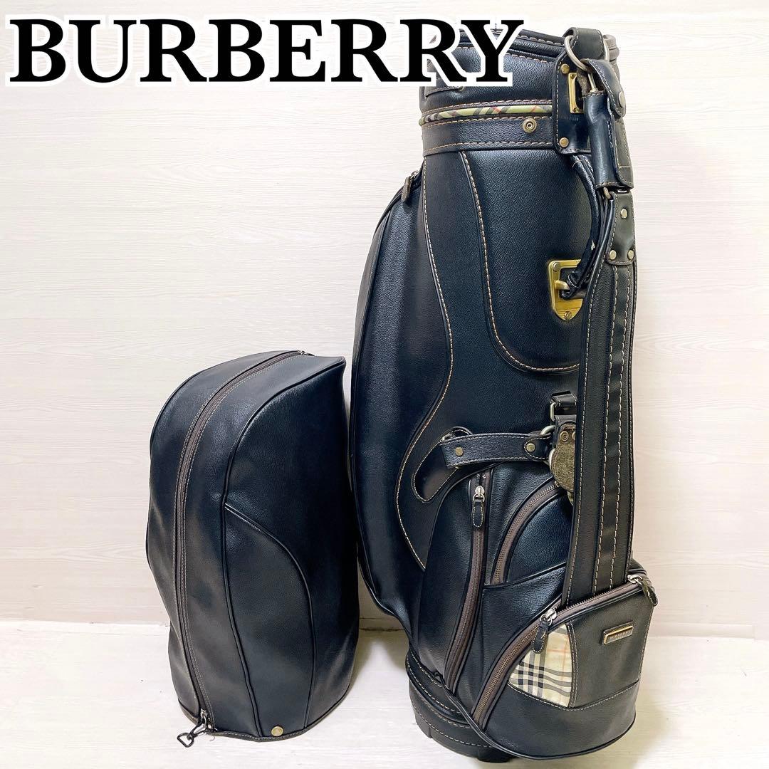バーバリー キャディバッグ ノバチェック 9型 5分割 ブラック バーバリー キャディバッグ ノバチェック 5分割 ストラップ付き 正規品