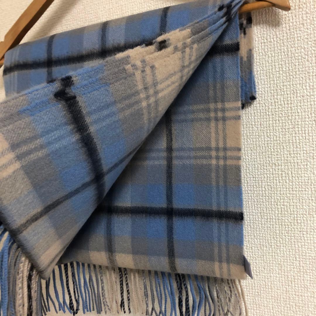 ジョンストンズ 大判 カシミヤ ストール ブルー 限定 - メルカリ