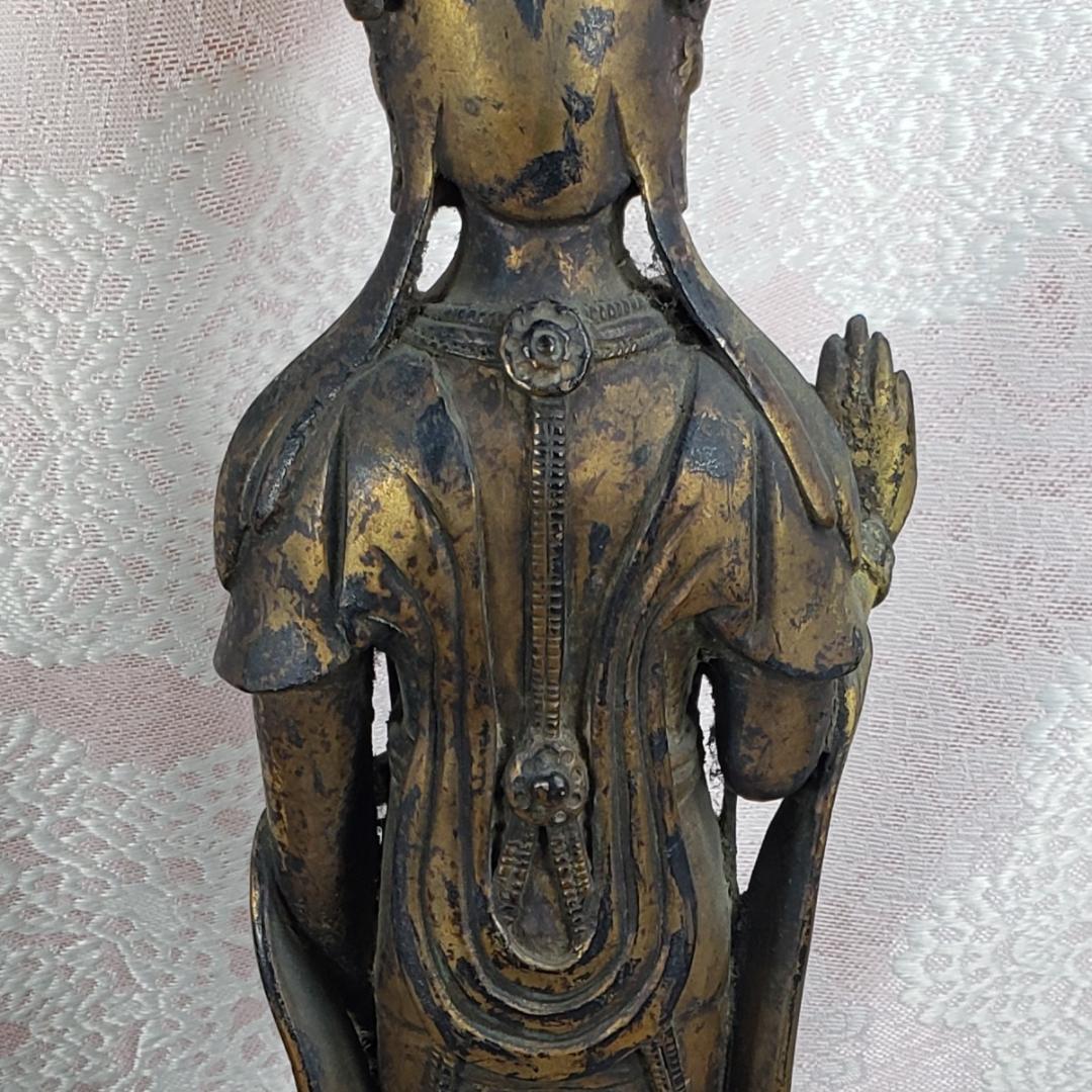 百済仏】◇百済金銅観音菩薩立像 高:37cm 仏像◇検）高麗仏 新羅仏