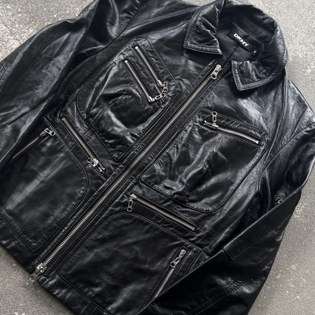DKNY マルチポケットゴートレザージャケット leather jacket - メルカリ