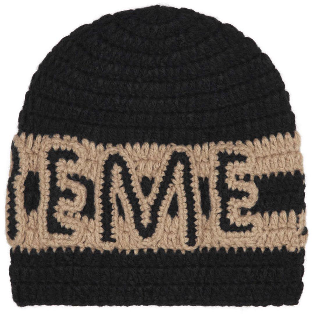 ブラック　Supreme Crochet Logo Beanie \"Black\"
